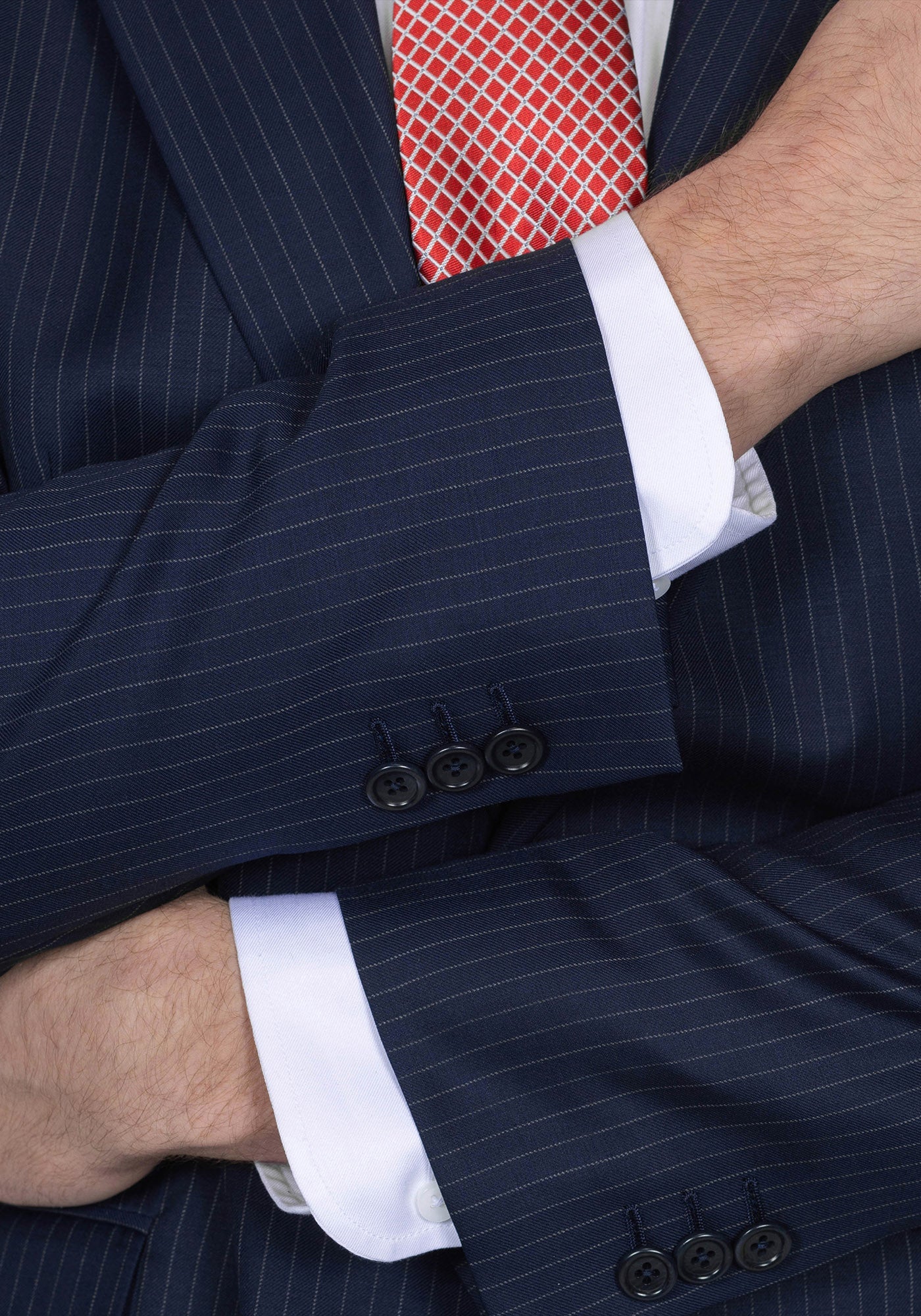 Navy Blue Pinstripe Suit 4