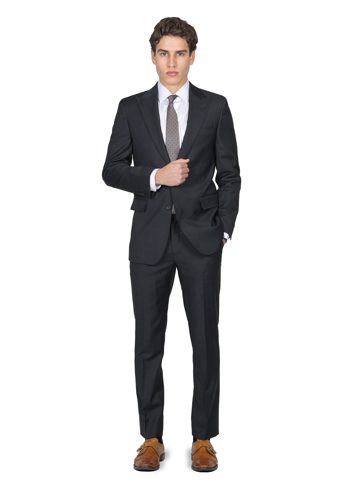 Grey and Charcoal Check Suit 1