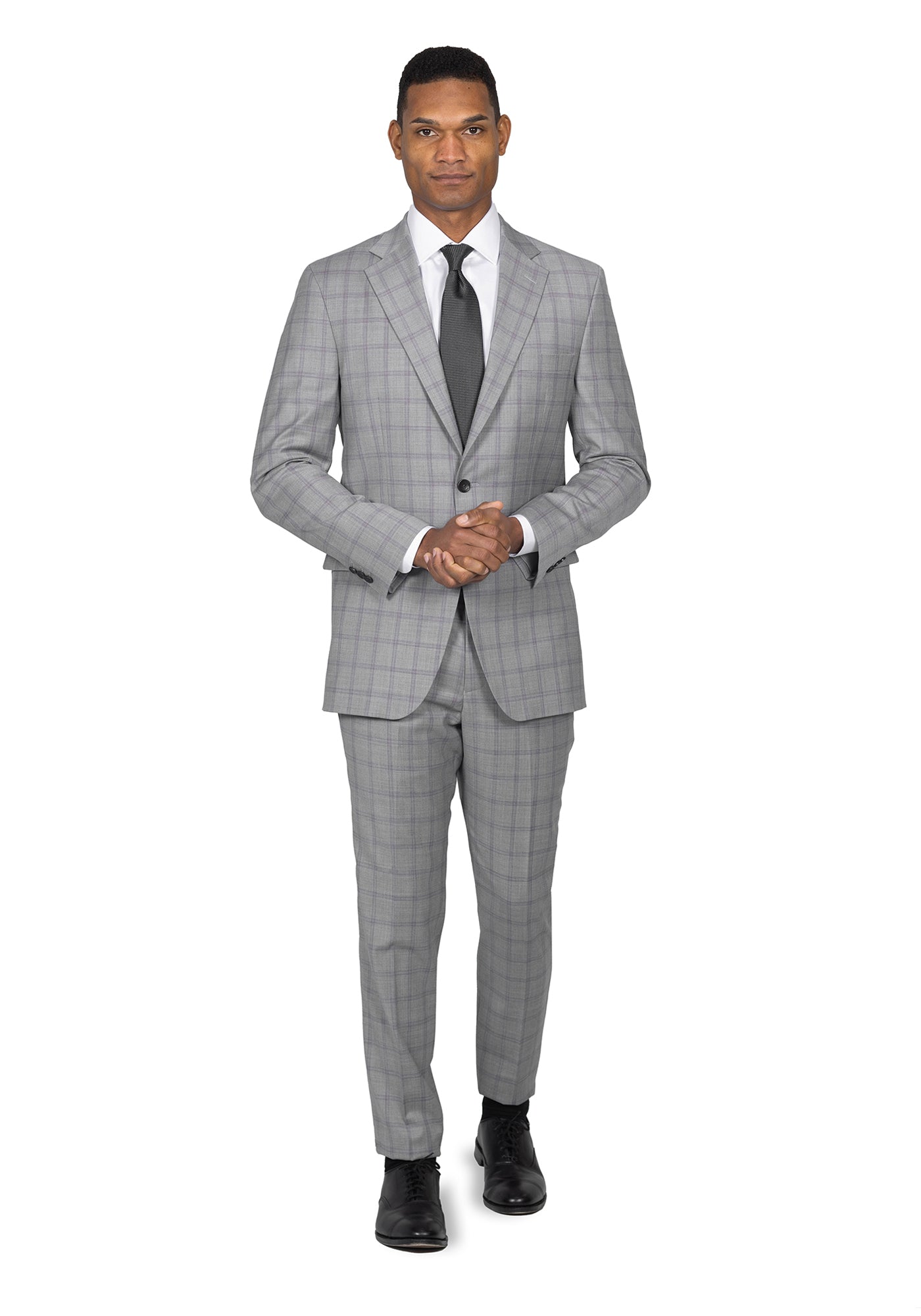 Grey and Purple Windowpane Suit 2