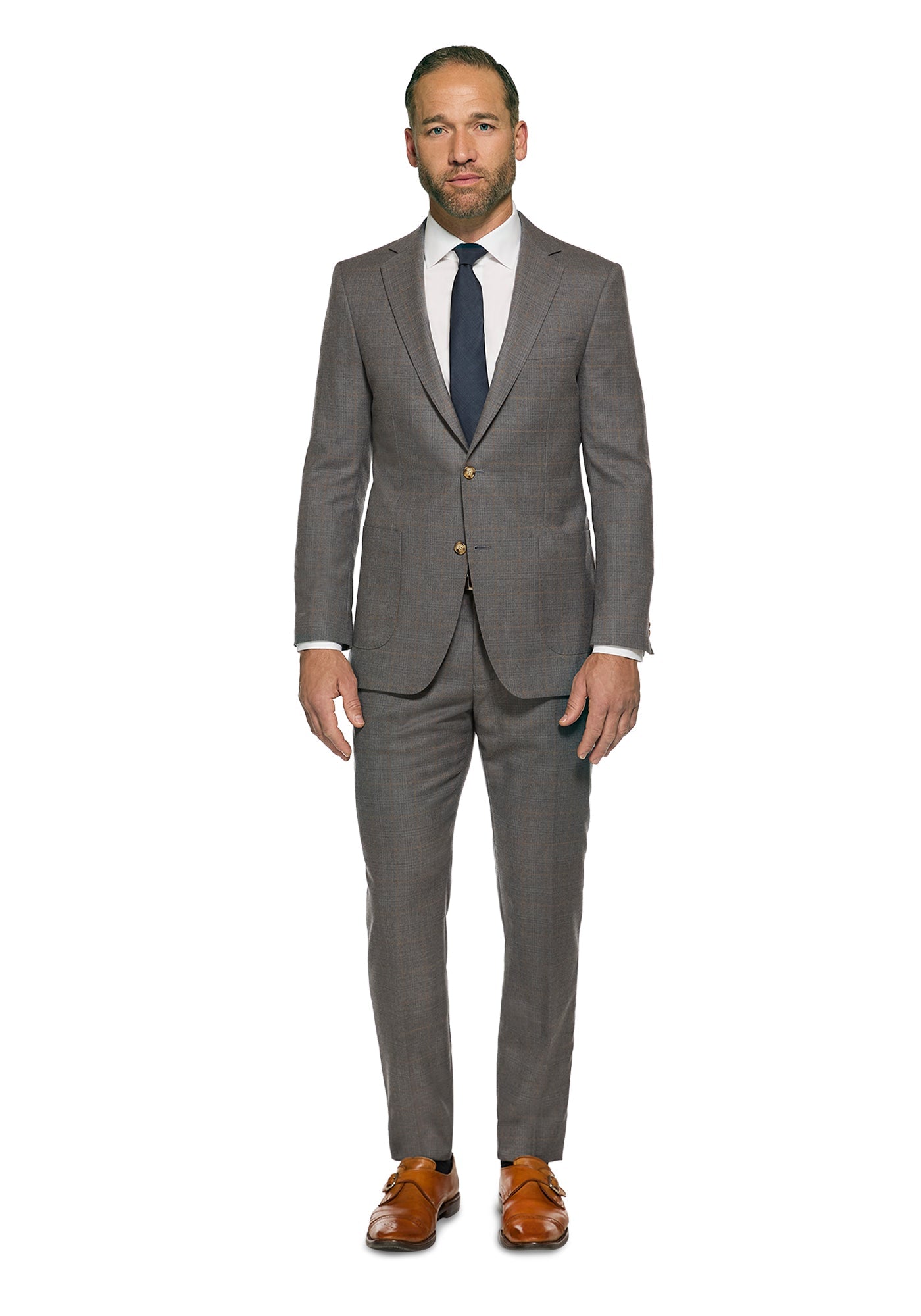 Grey and Tan Windowpane Flannel Suit 2