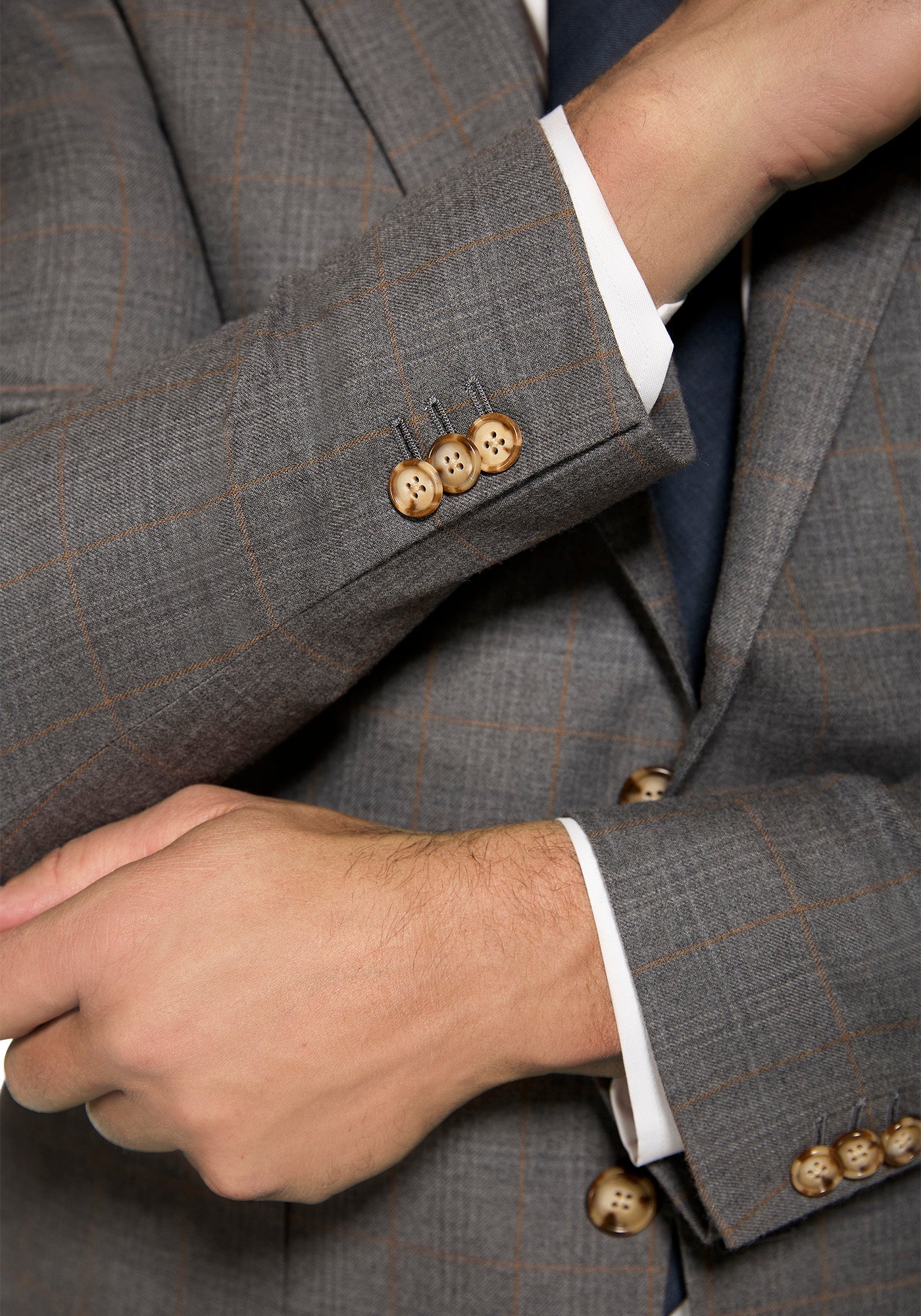 Grey and Tan Windowpane Flannel Suit 6
