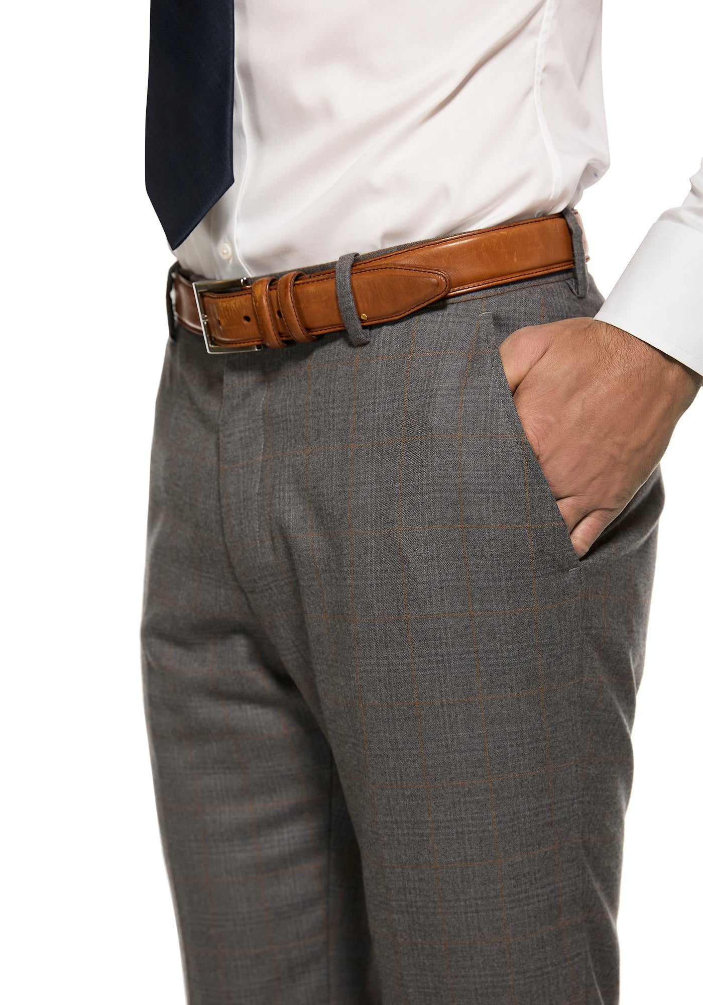 Grey and Tan Windowpane Flannel Suit 5