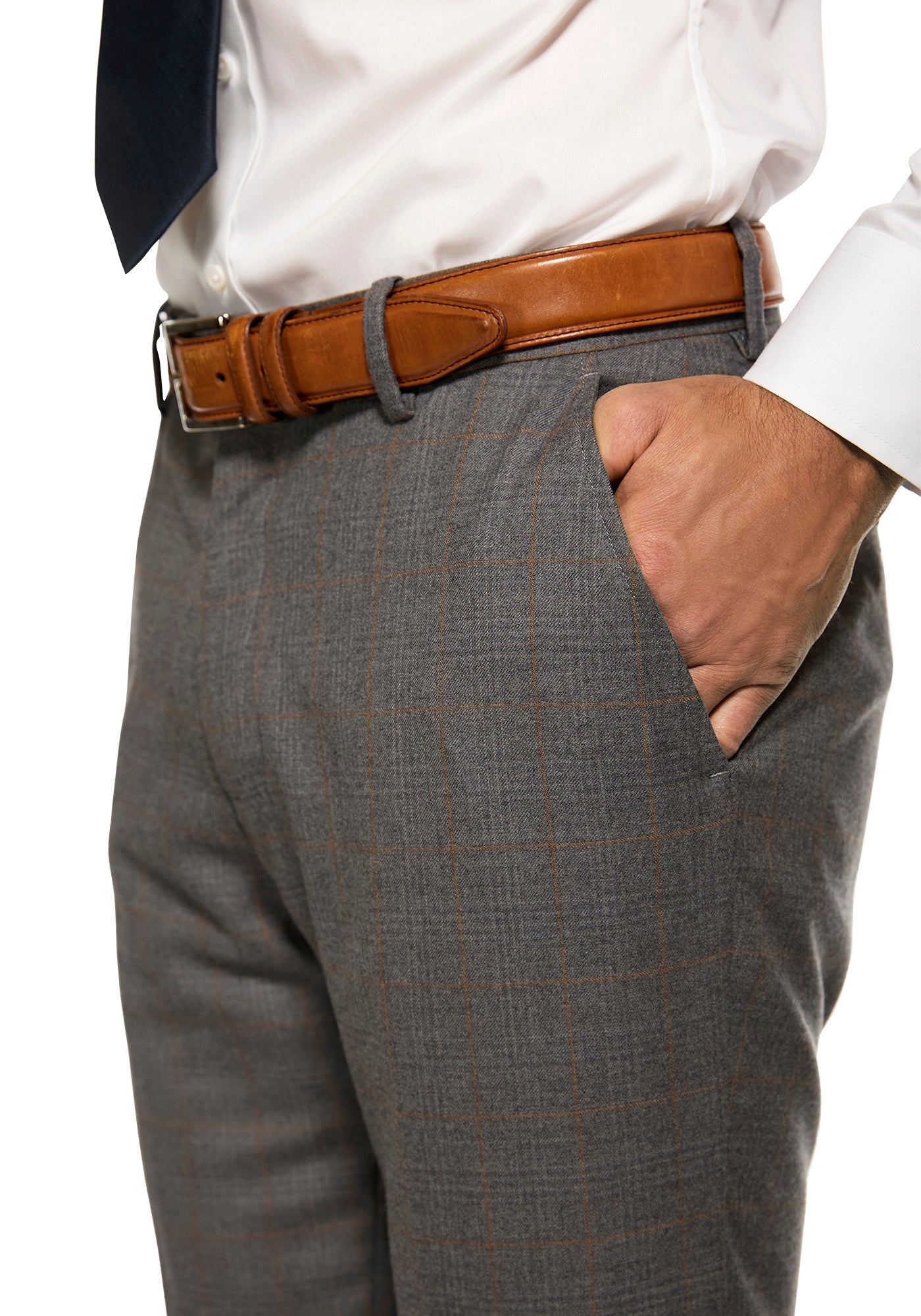 Grey and Tan Windowpane Flannel Suit 8
