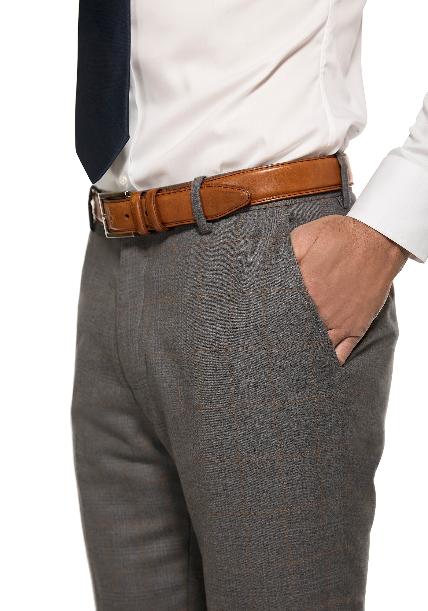 Grey and Tan Windowpane Flannel Suit 7