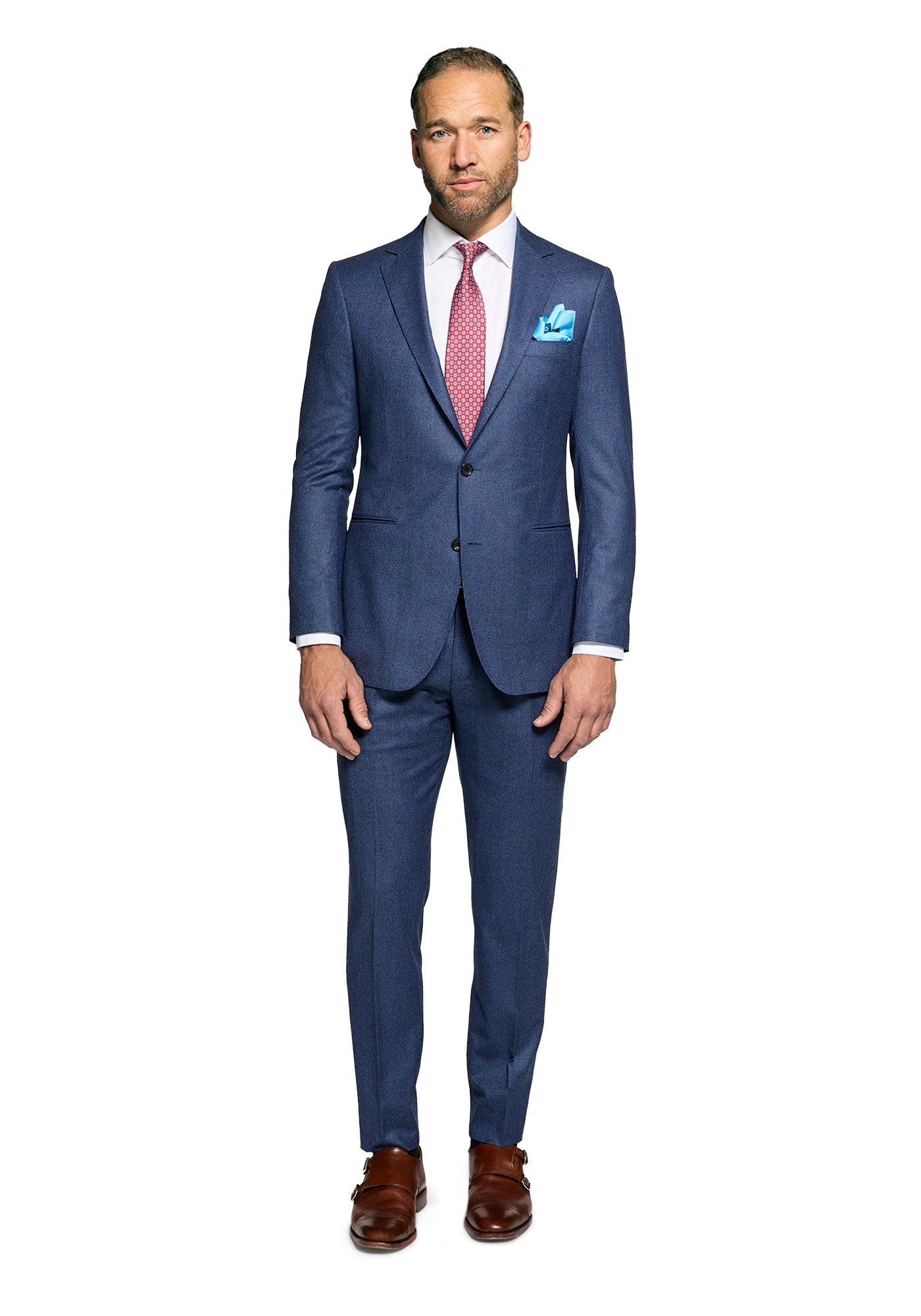Blue Houndstooth Wool Flannel Blazer 1