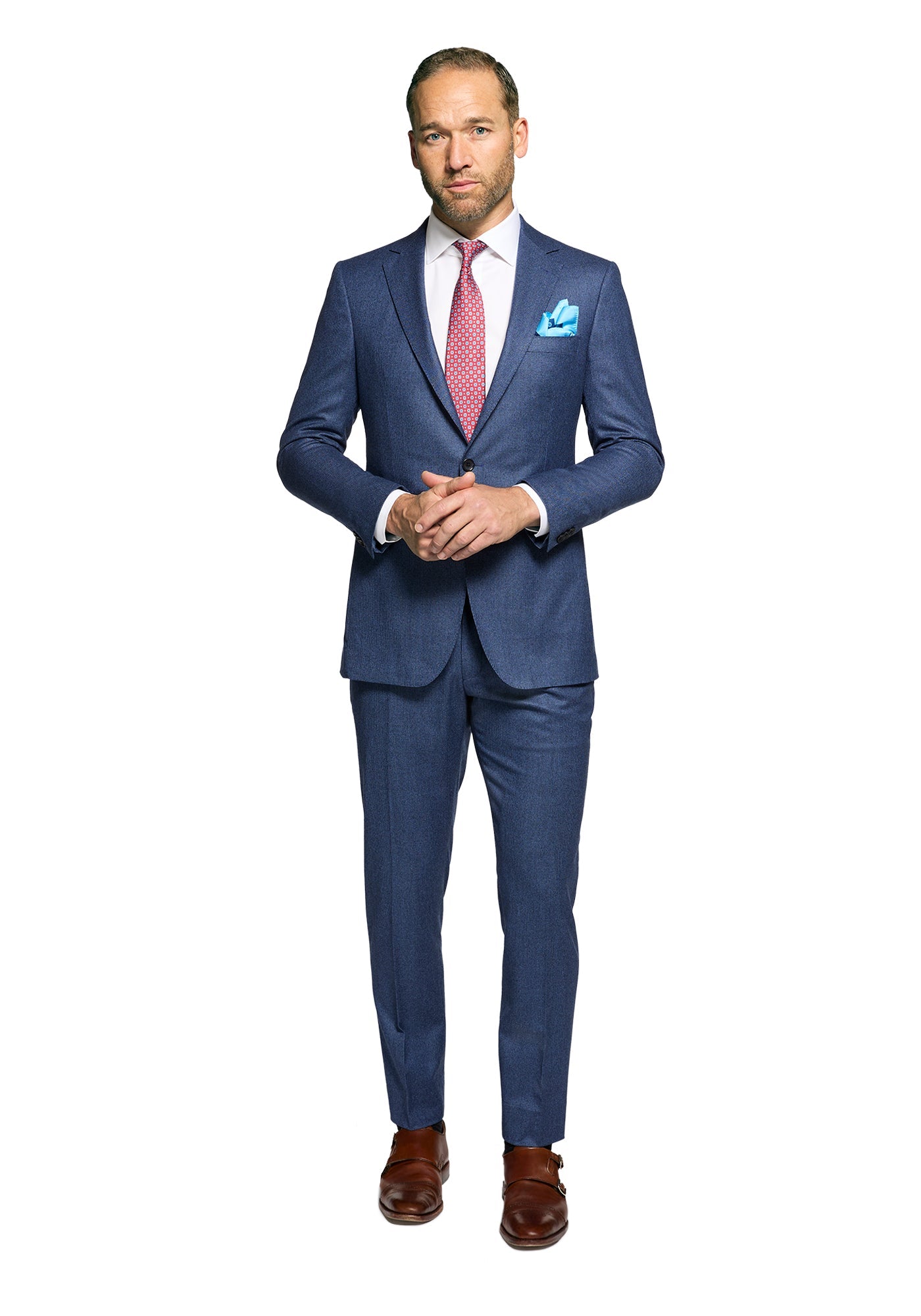 Blue Houndstooth Wool Flannel Blazer 2