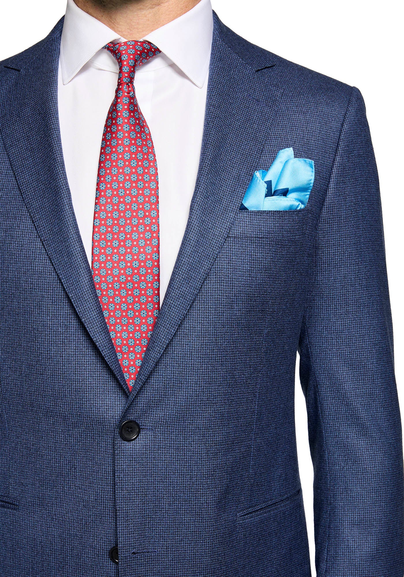 Blue Houndstooth Wool Flannel Suit 4