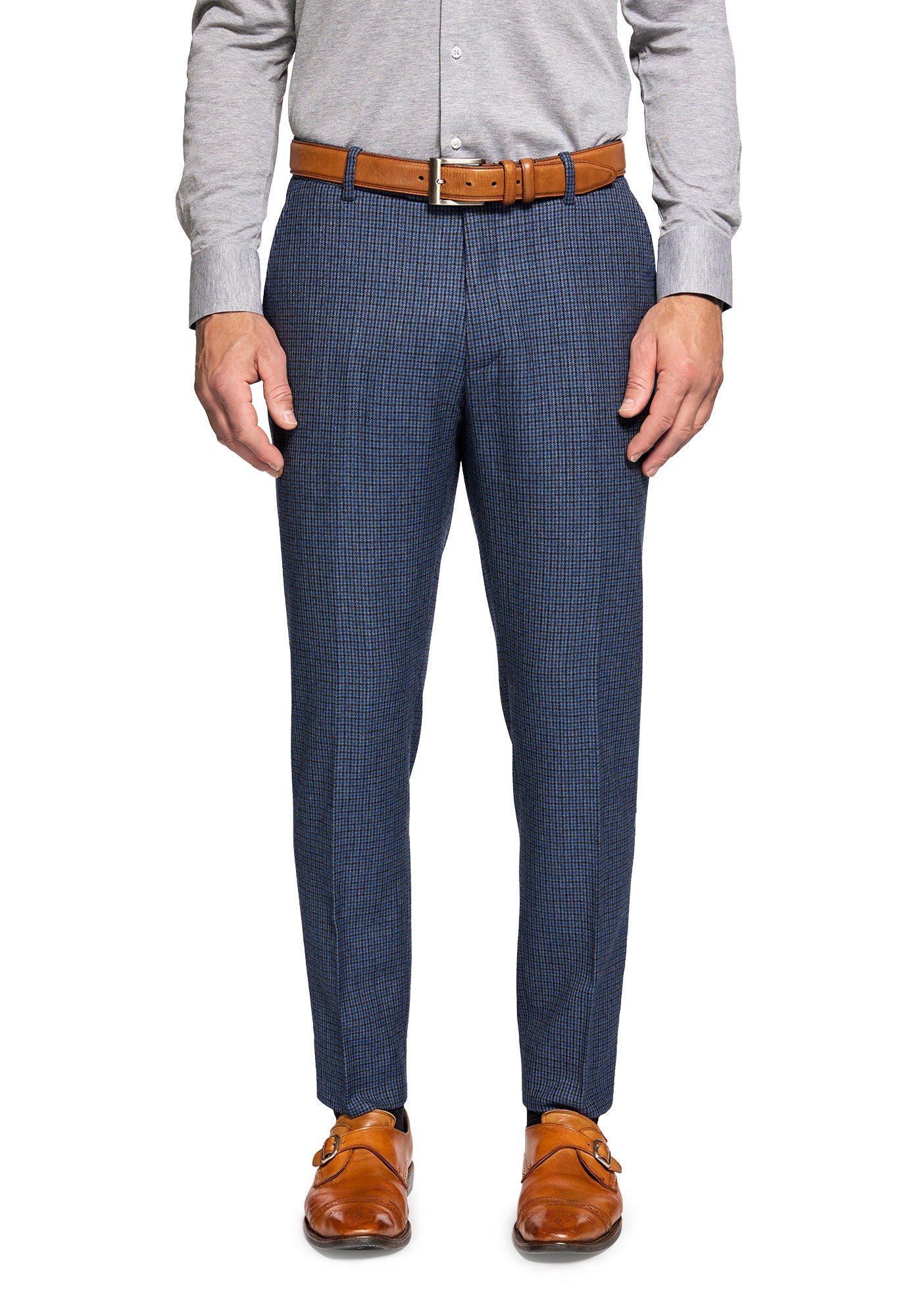 Steel Blue Houndstooth Flannel Custom Dress Pants