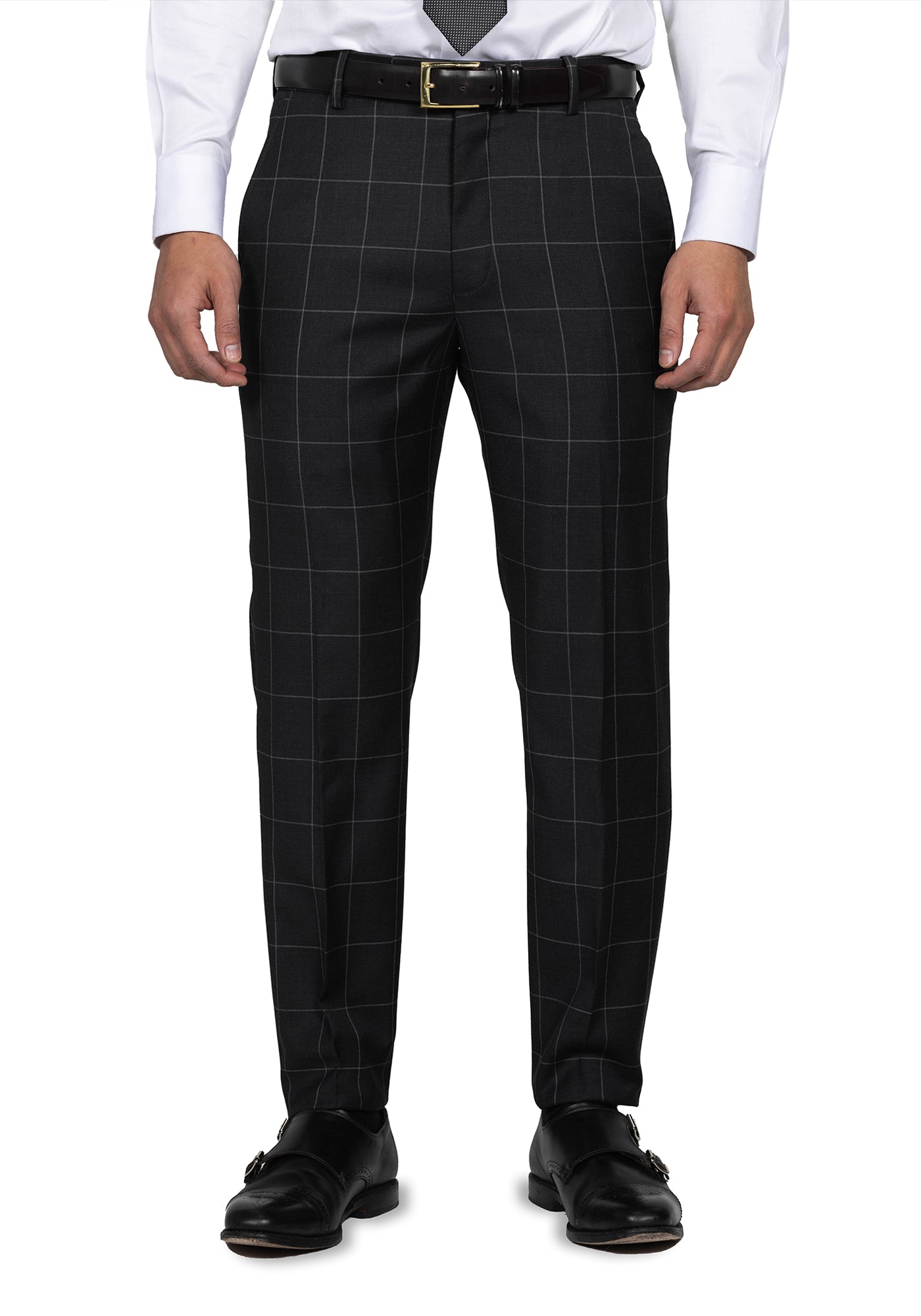 Charcoal Windowpane Custom Dress Pants