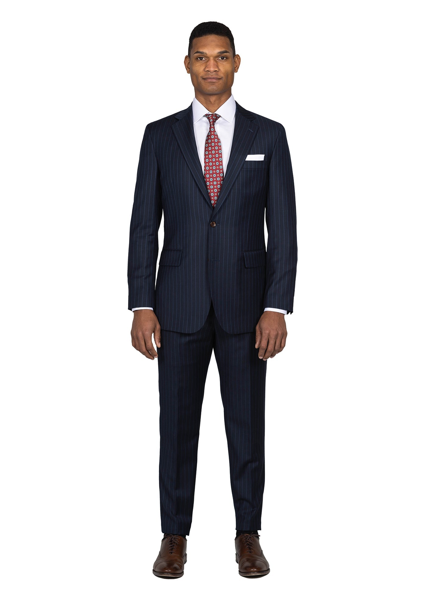 Navy Chalk Stripe Suit 1