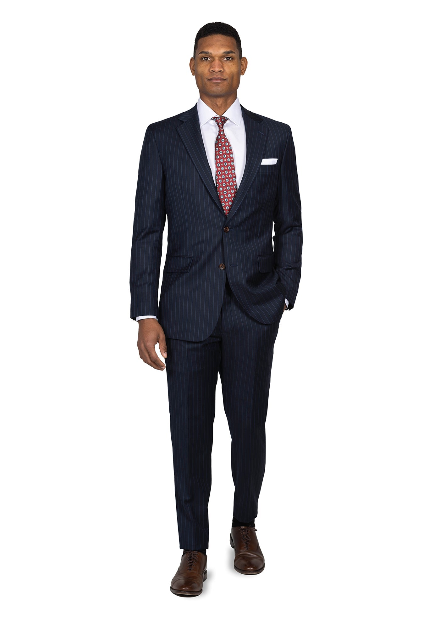 Navy Chalk Stripe Suit 2