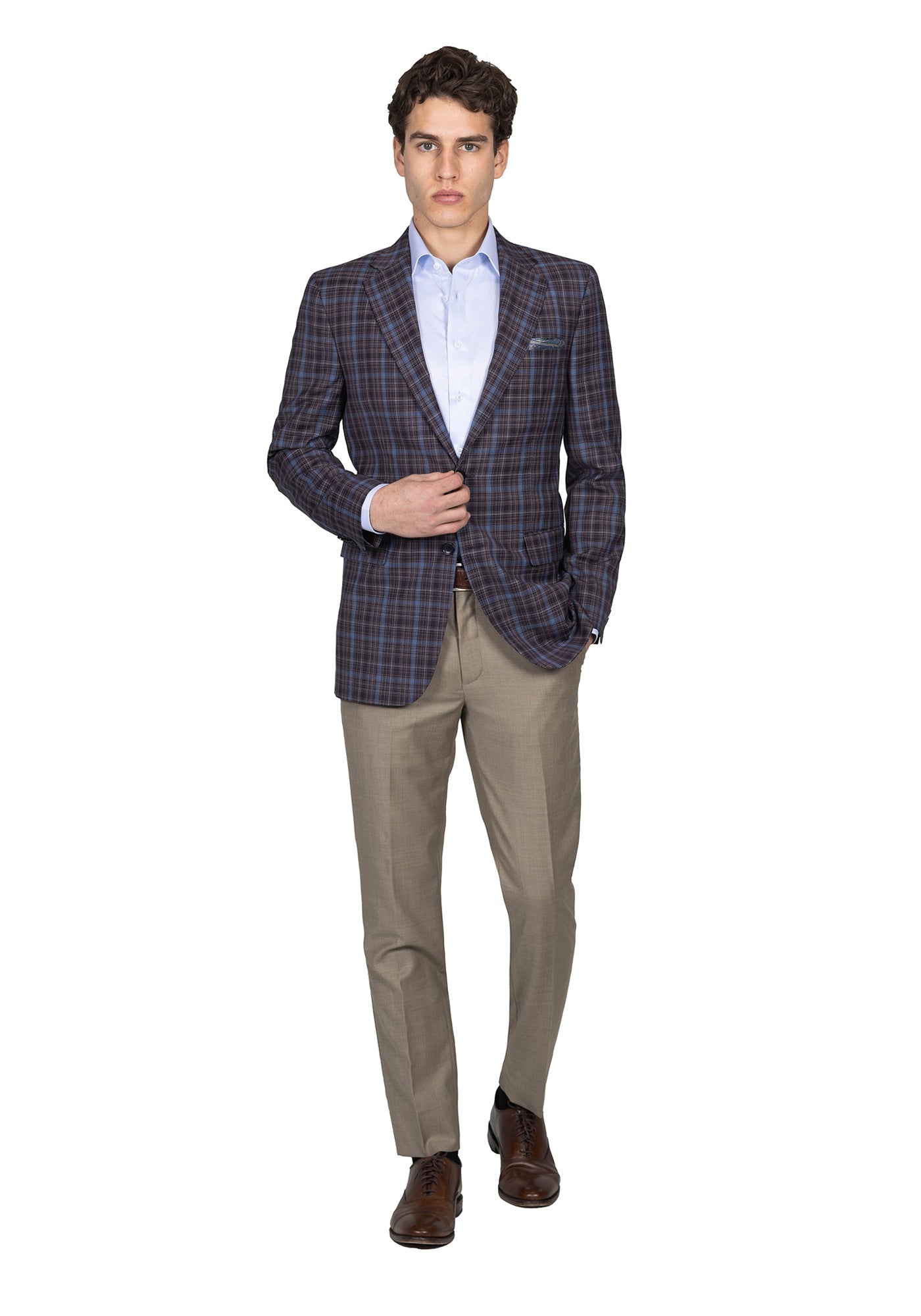 Maroon And Blue Plaid Blazer 2