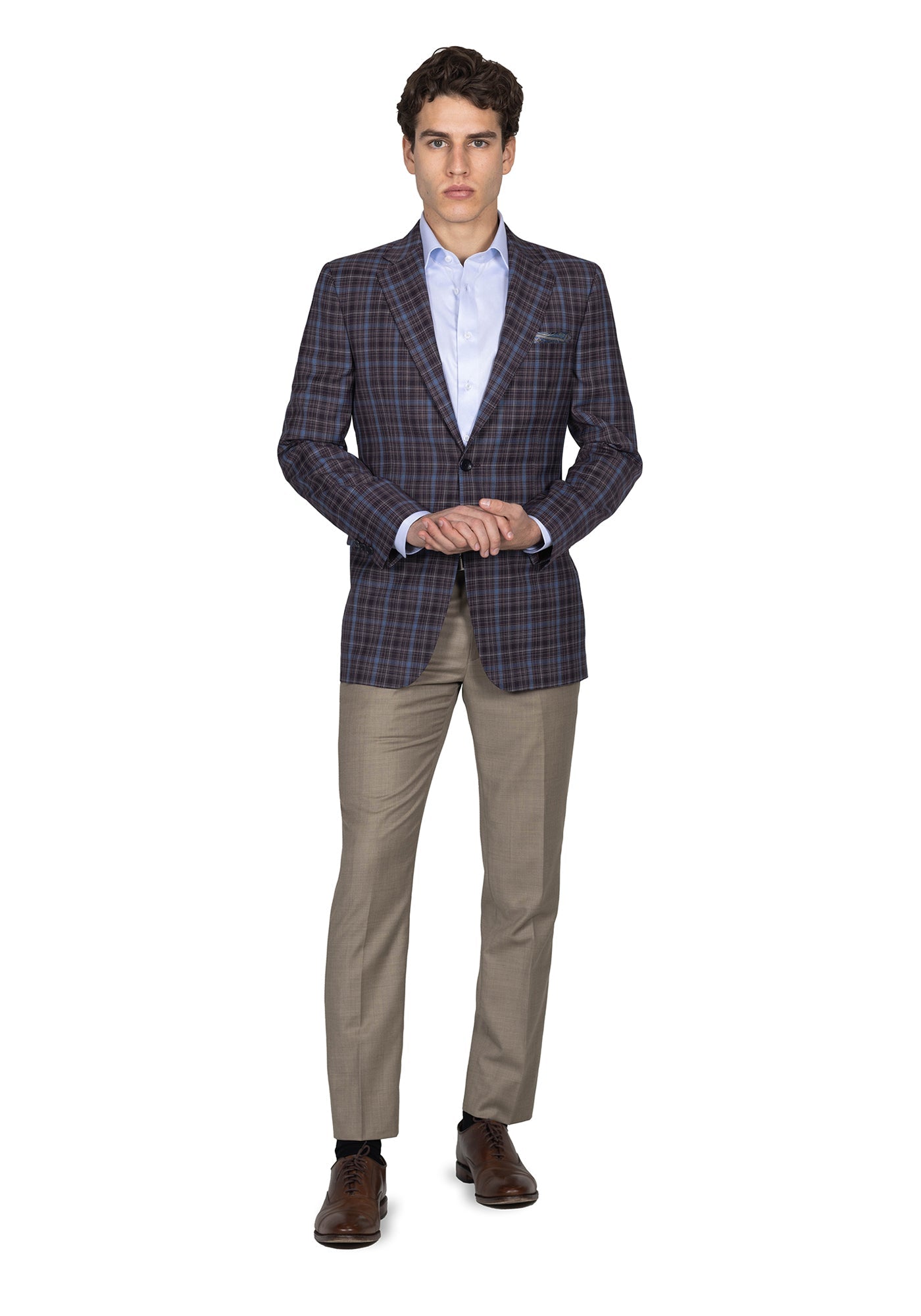 Maroon And Blue Plaid Blazer 3