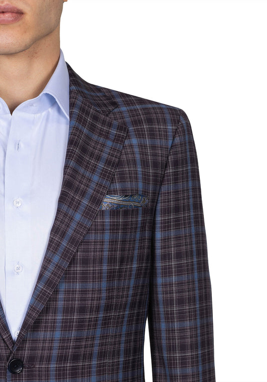 Maroon And Blue Plaid Blazer 4
