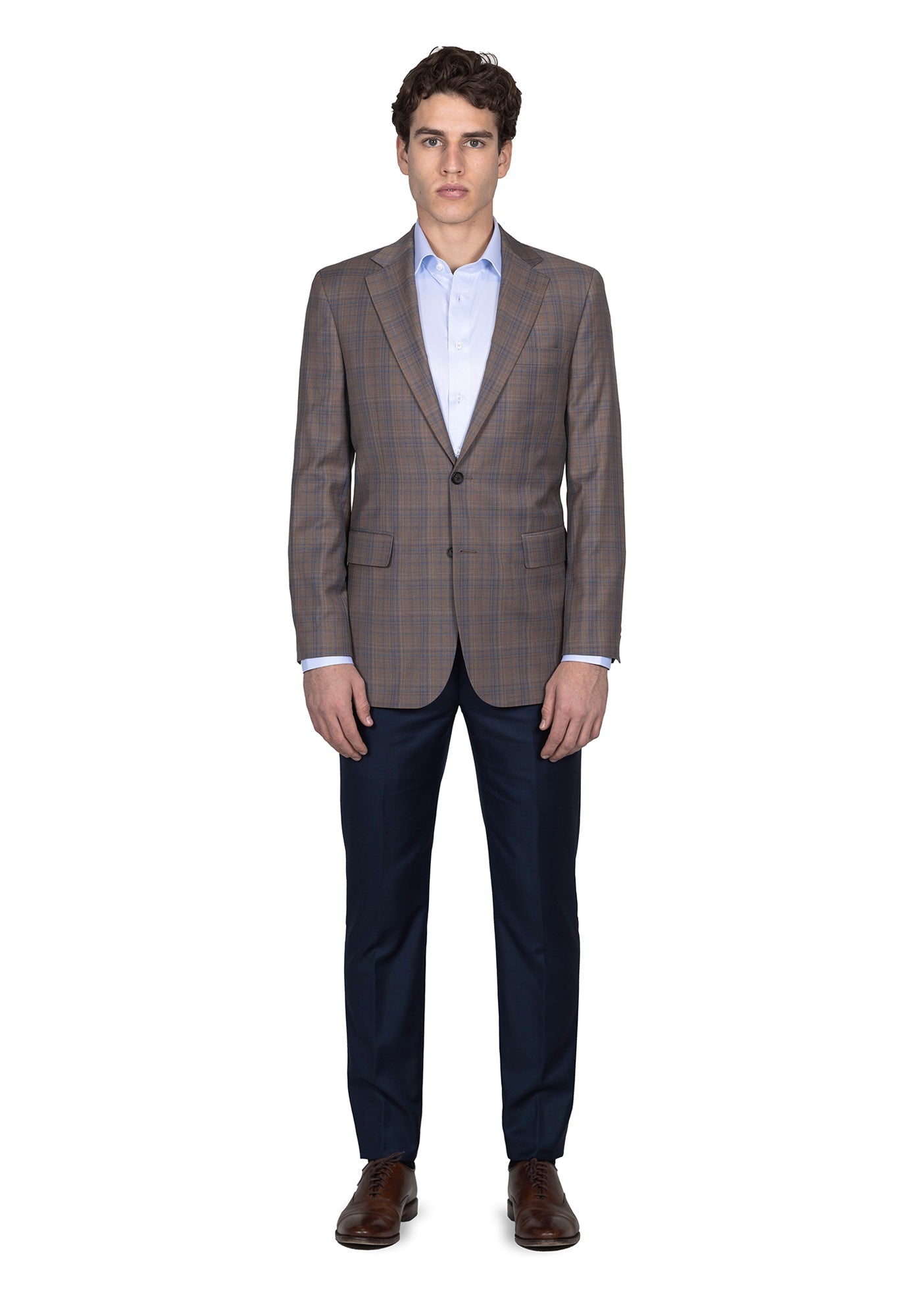 Tan And Blue Plaid Blazer 1