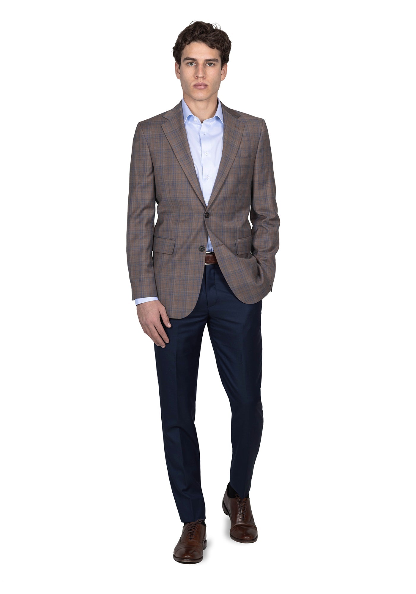 Tan And Blue Plaid Blazer 2