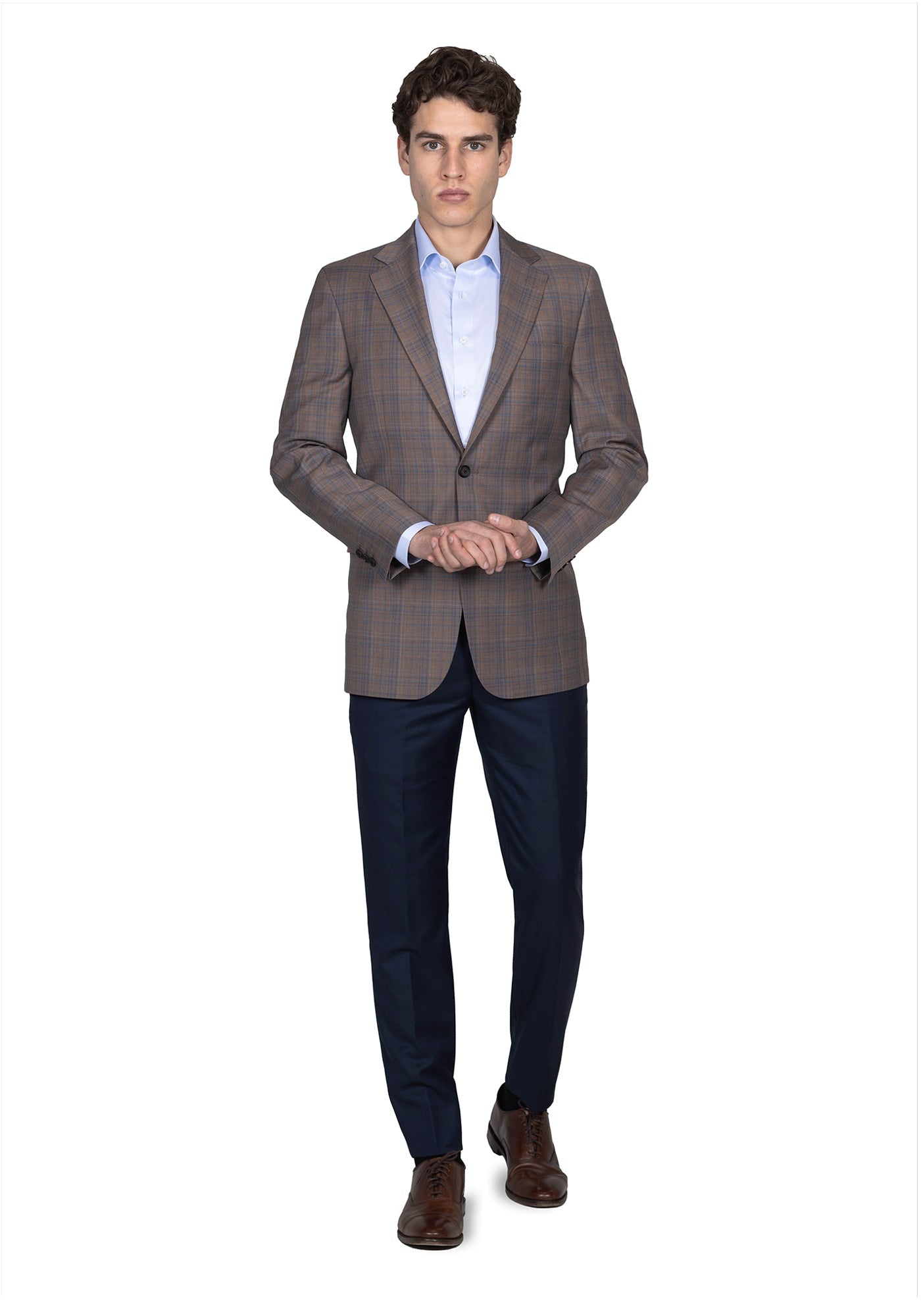 Tan And Blue Plaid Blazer 3