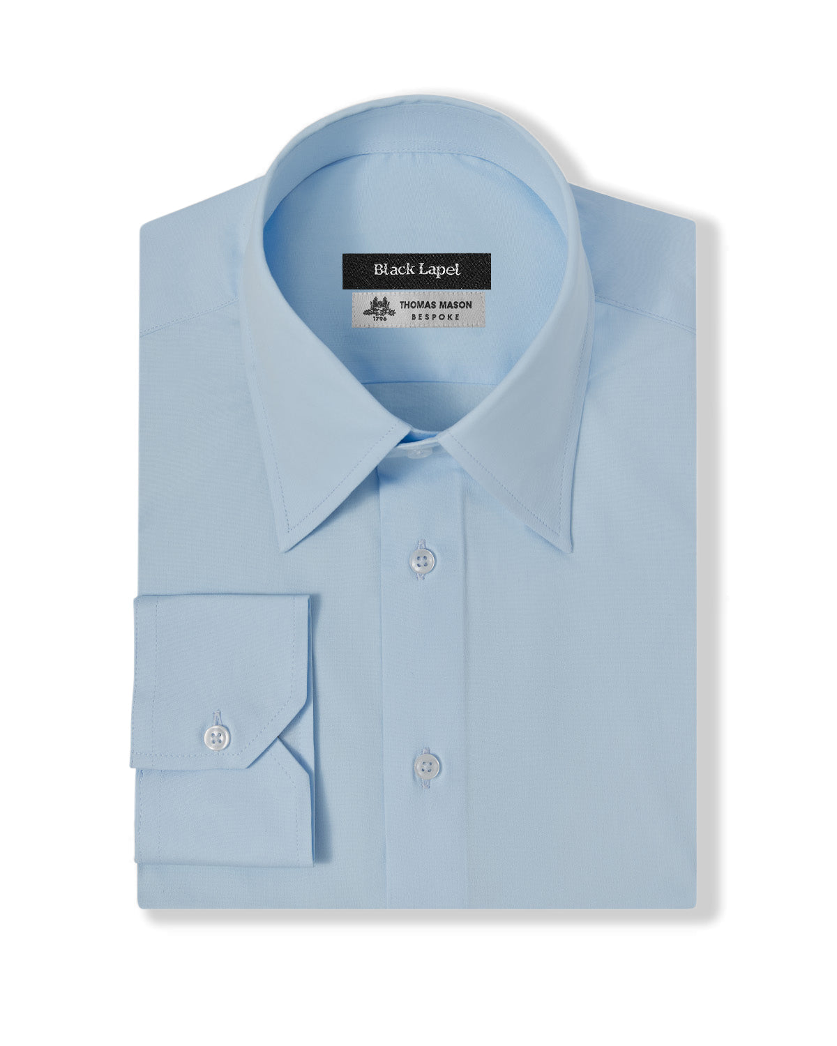 Thomas Mason Stretch Light Blue Poplin Custom Dress Shirt