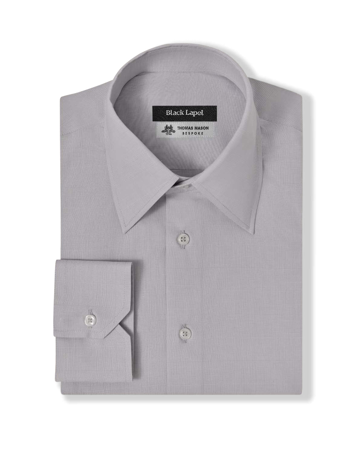 Thomas Mason Grey Prince of Wales Custom Dress Shirt – Black Lapel
