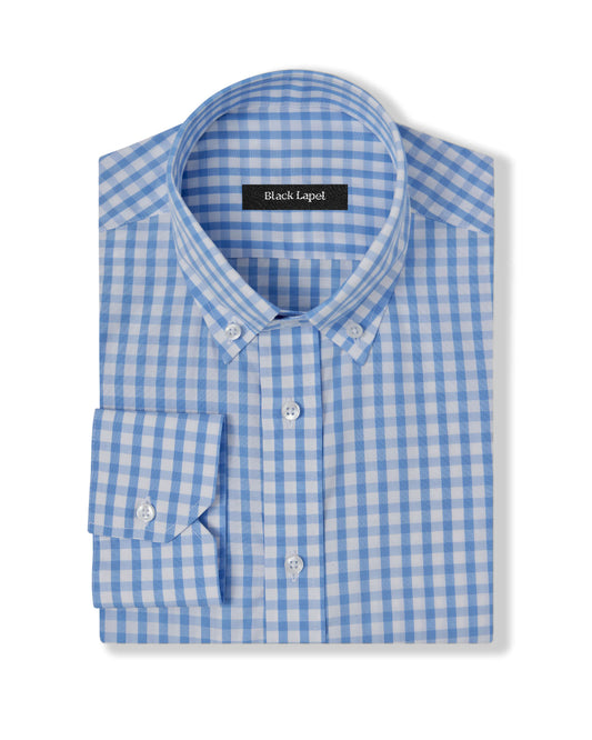 Light Blue Gingham Dress Shirt 1