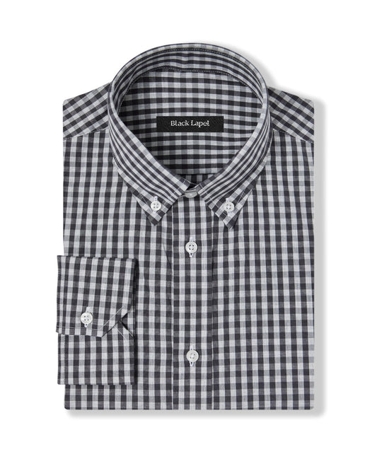 Grey Melange Gingham Casual Shirt 1