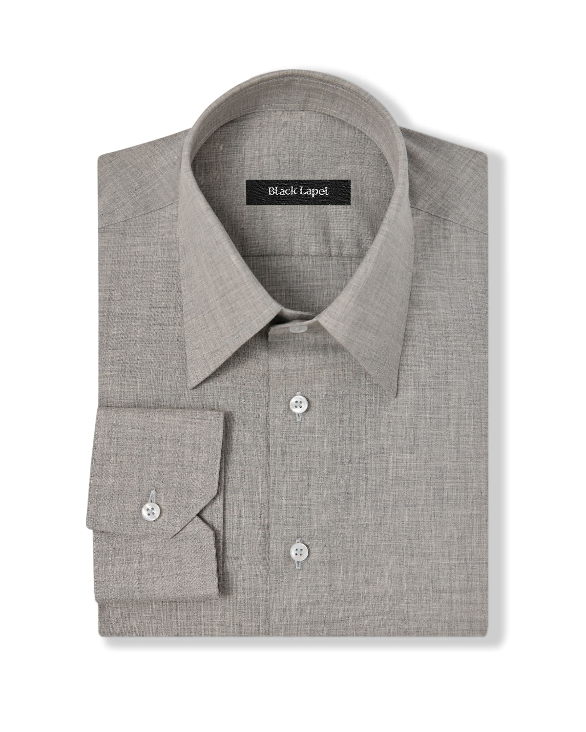 Light Grey Melange Poplin Dress Shirt 1