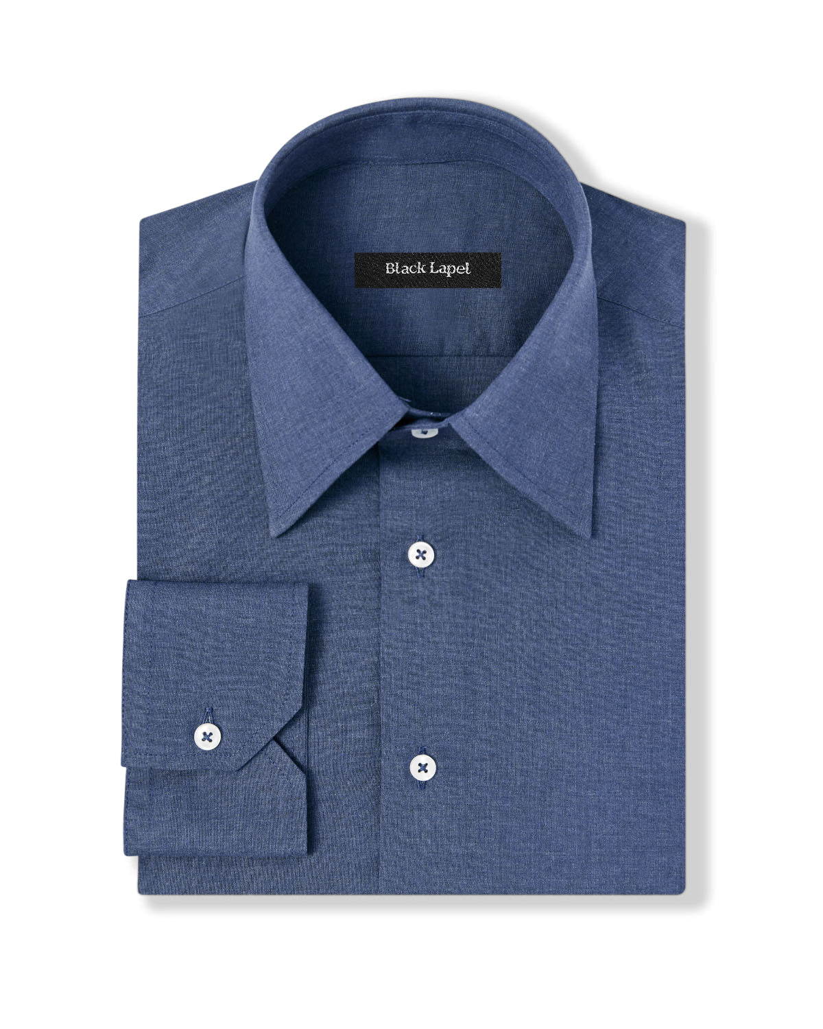 Dark Blue Melange Polin Custom Dress Shirt Dark Blue Melange Polin Custom Dress Shirt