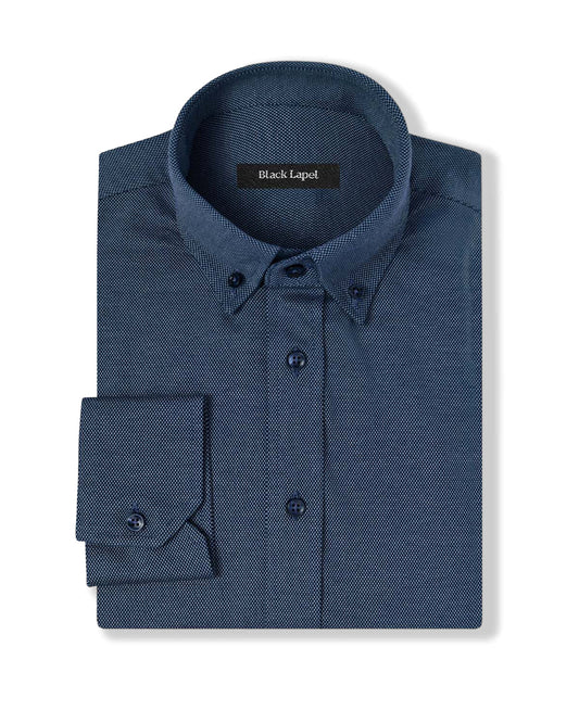 Blue Check Performance Pique Knit Shirt 1