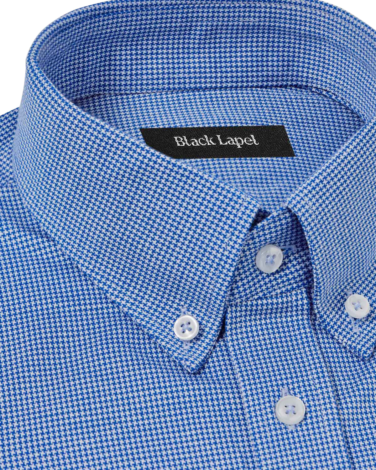 Blue Houndstooth Performance Pique Knit Shirt 2