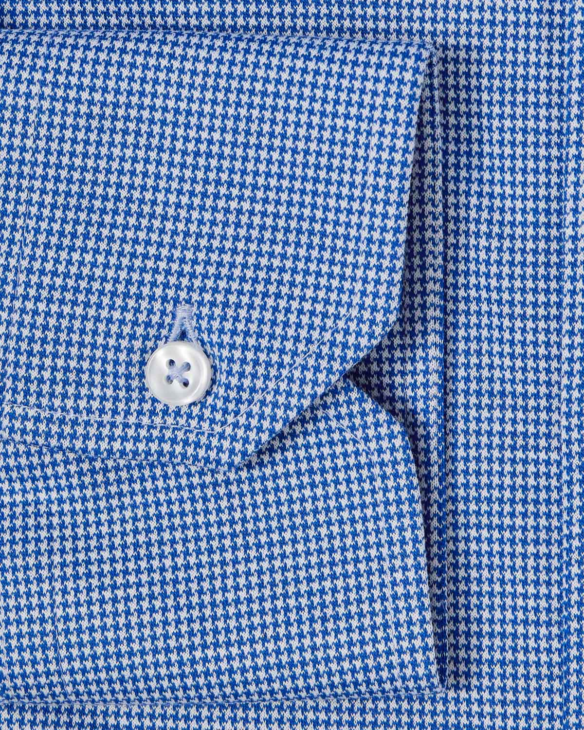 Blue Houndstooth Performance Pique Knit Shirt 3