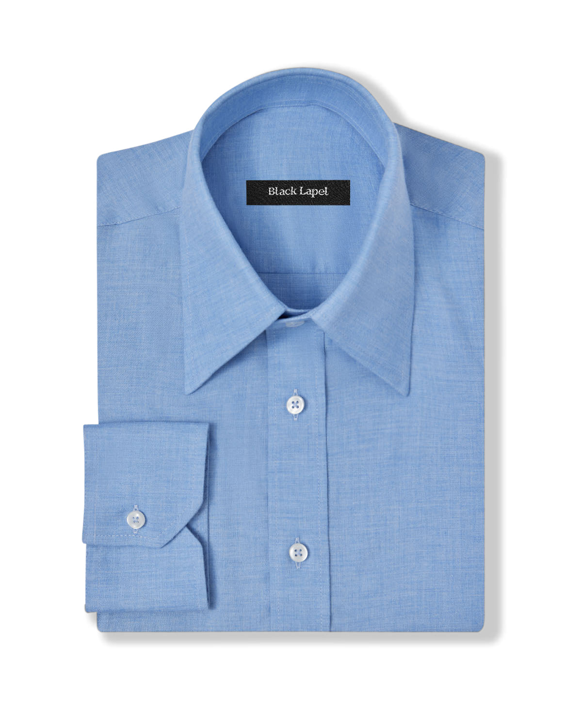 Natural Stretch Light Blue Brushed Twill Custom Dress Shirt