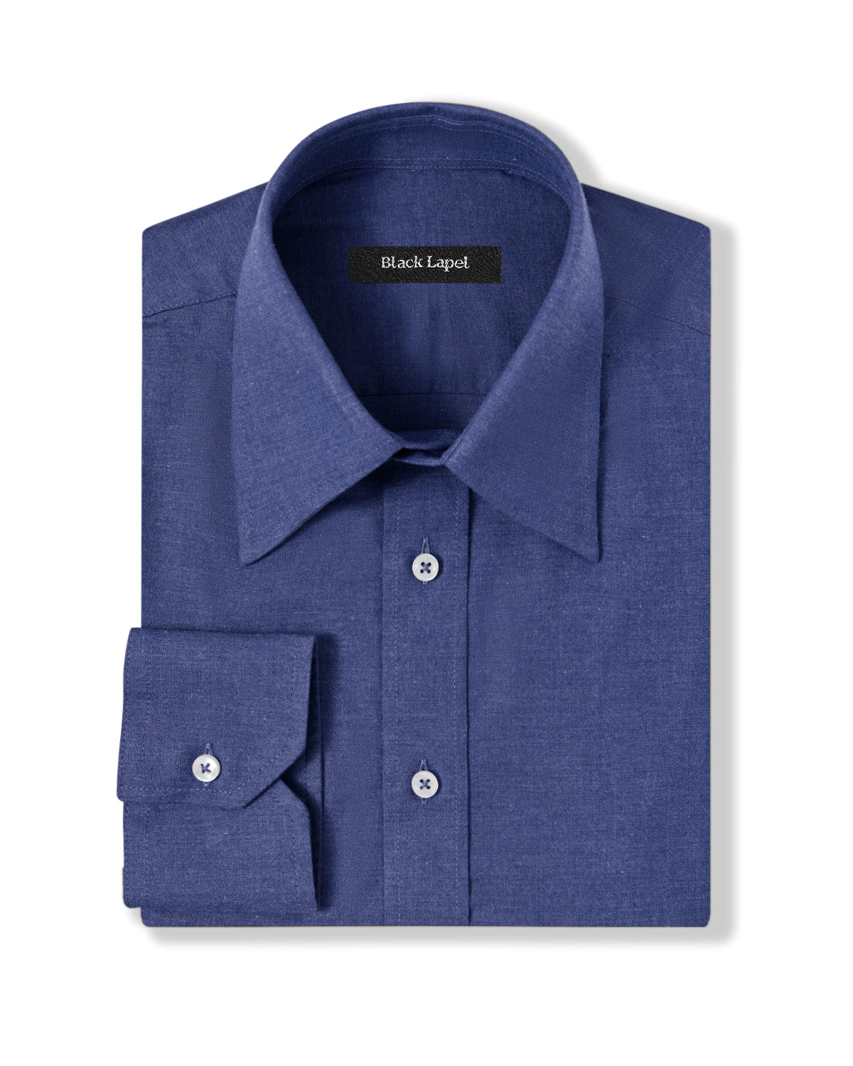 stretchable dress shirts Natural Stretch Dark Blue Brushed Twill Custom Dress Shirt