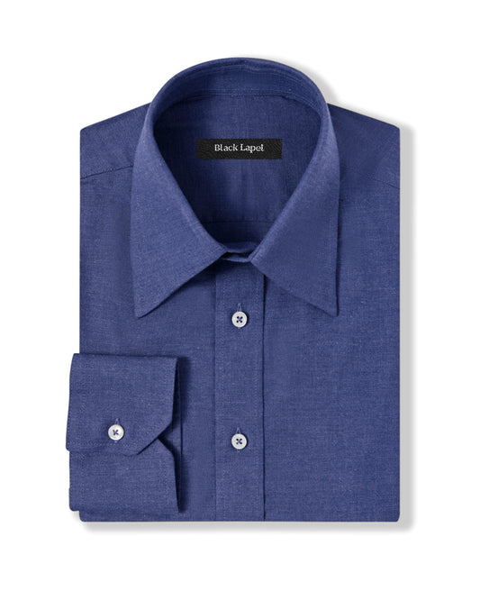 Natural Stretch Dark Blue Brushed Twill Dress Shirt 1