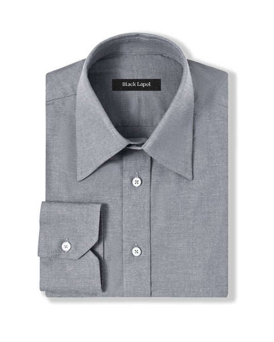 Natural Stretch Light Grey Brushed Twill Dress Shirt 1