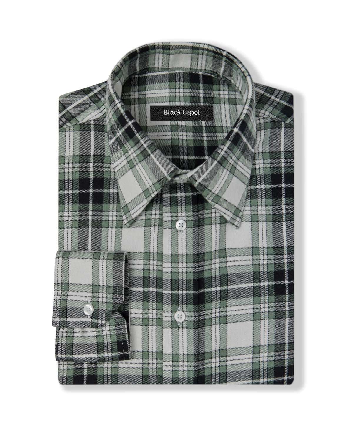 Sage Green Plaid Flannel Custom Dress Shirt