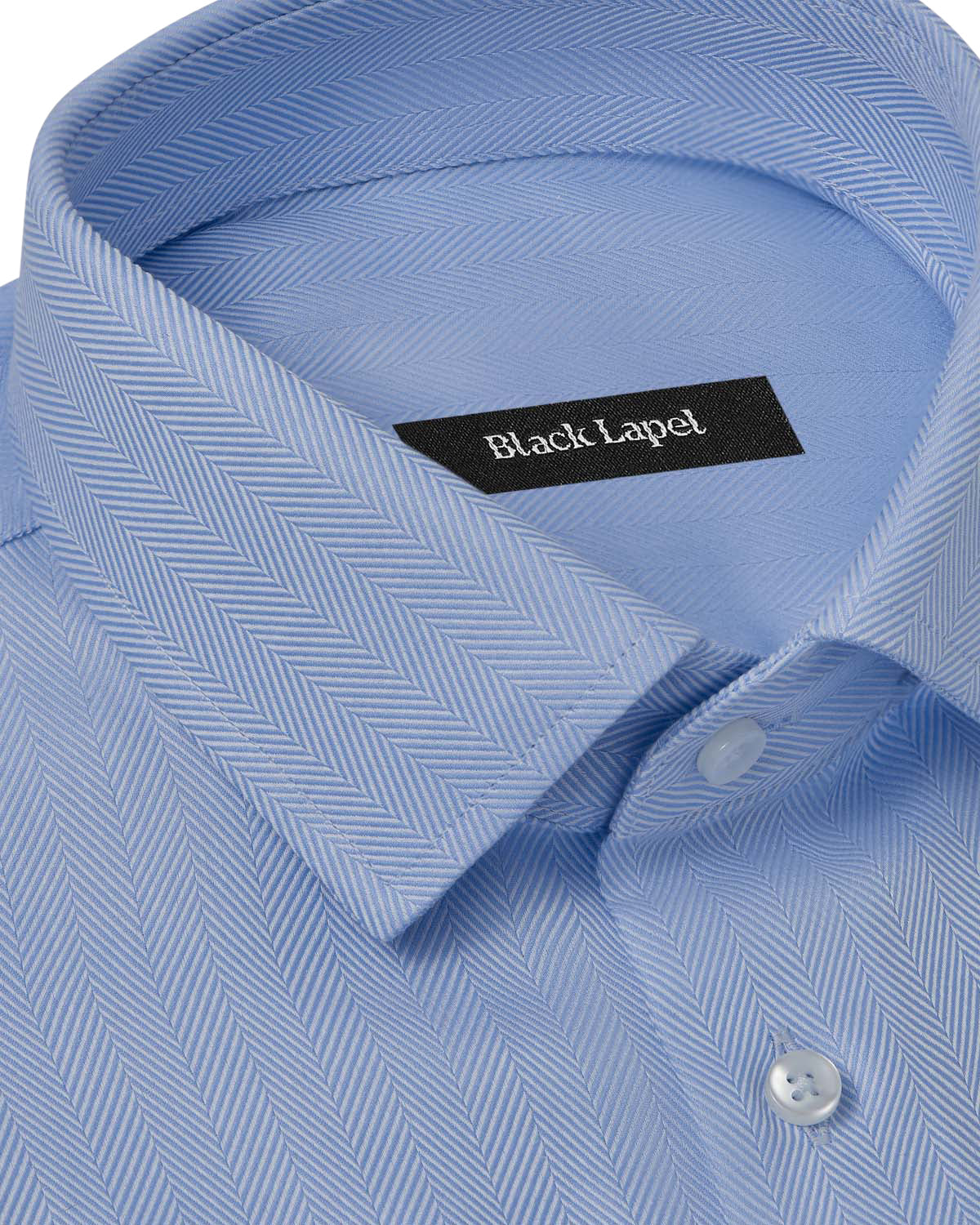 Easy-Care Light Blue Herringbone Dress Shirt 2