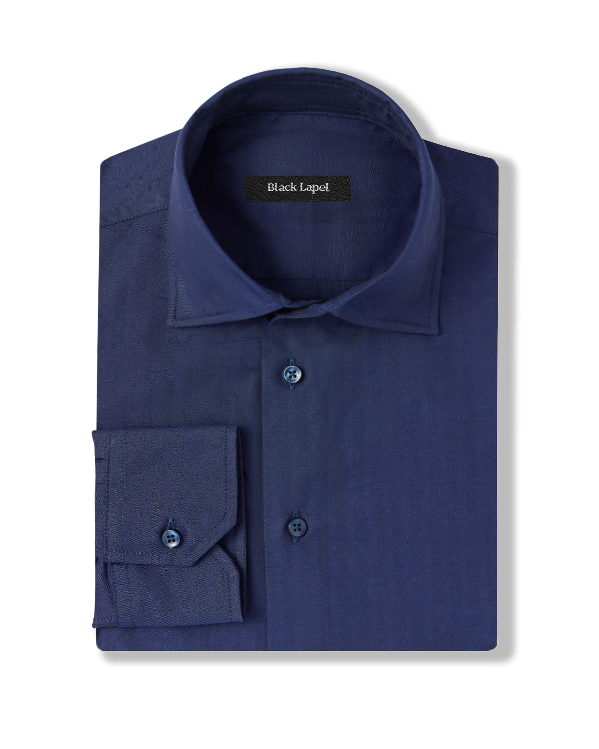 Solid Navy Herringbone Dress Shirt 1