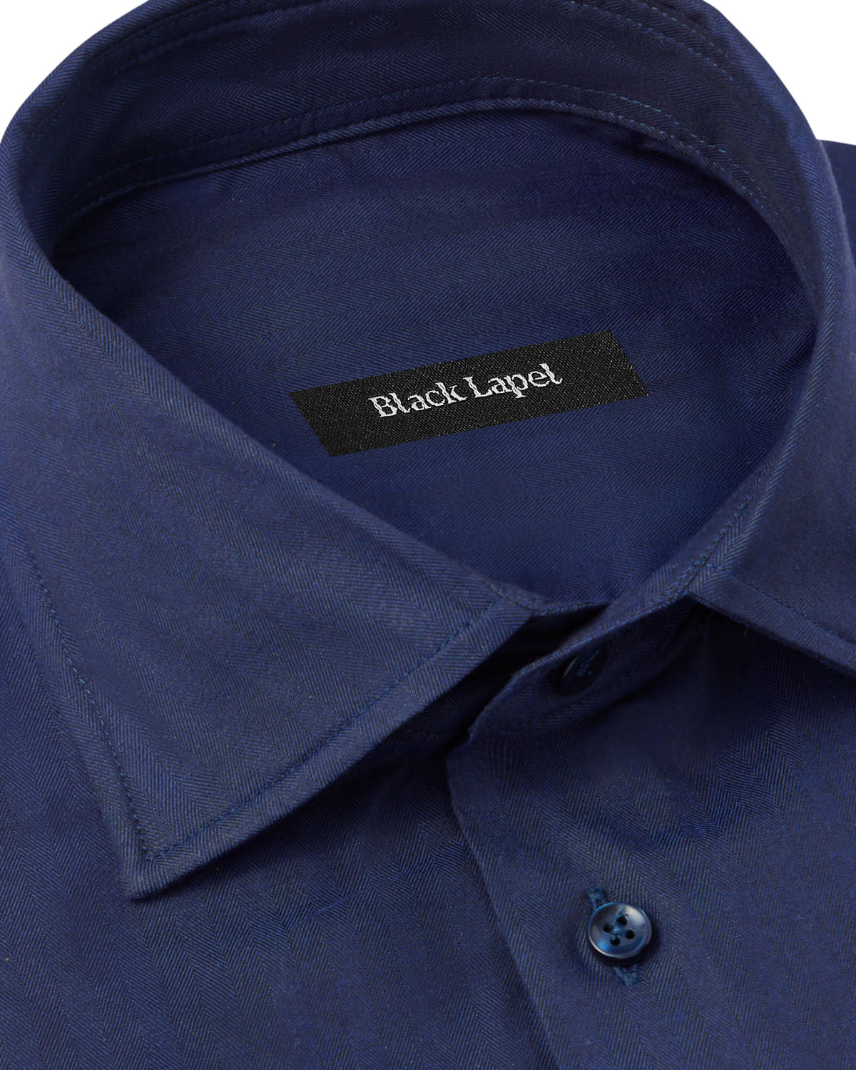 Solid Navy Herringbone Dress Shirt 2