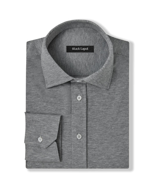 Grey Performance Pique Knit Shirt 1