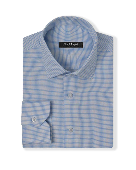Cornerstone Light Blue Graph Check Dress Shirt 1