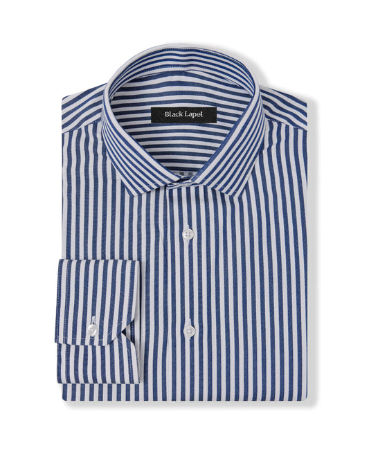Cornerstone Dark Blue Bengal Stripe Dress Shirt 1