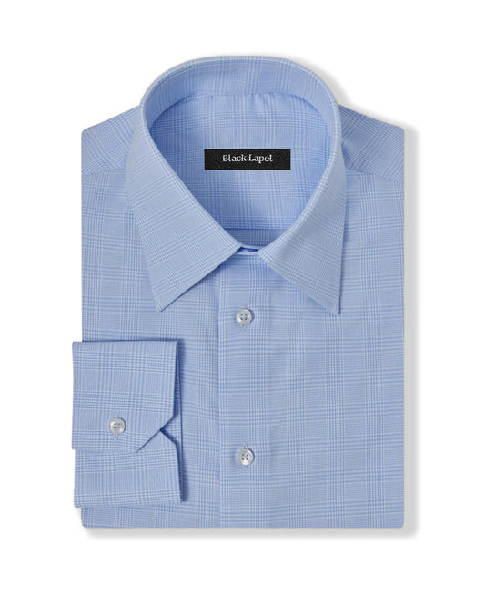 Easy-Care Blue Prince of Wales Check Dress Shirt 1