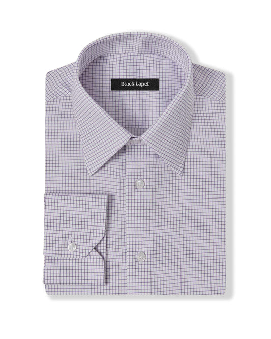 Easy-Care Lavender Graph Check Dress Shirt 1