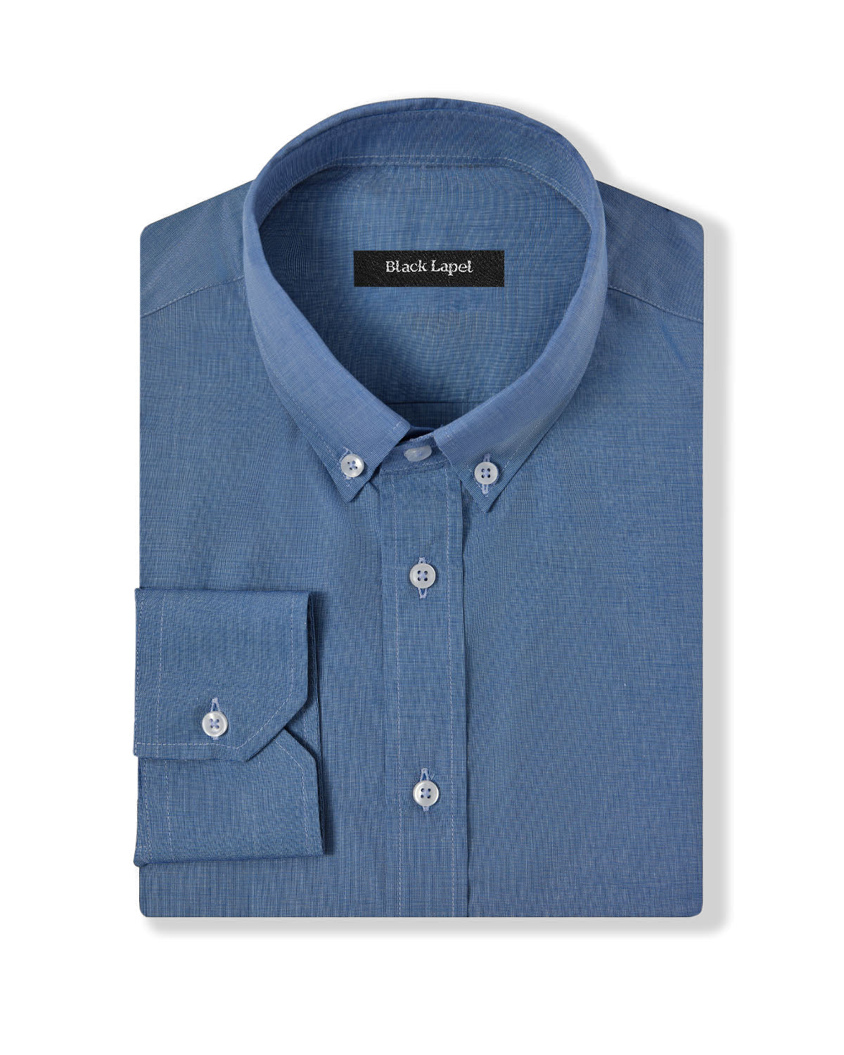 French Blue End-on-End Custom Dress Shirt Black Lapel French Blue End-on-End Custom Dress Shirt Black Lapel