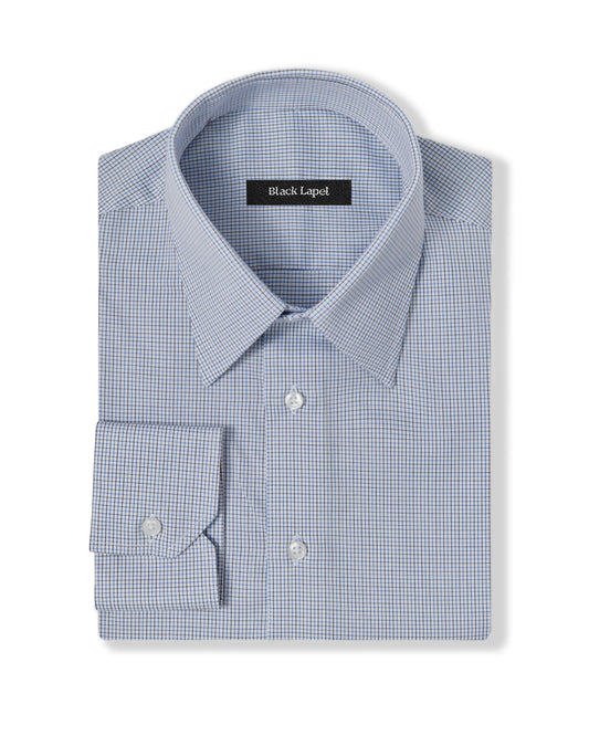 Easy-Care Blue Tattersall Dress Shirt 1