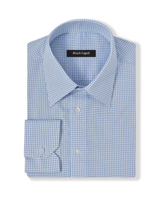 Natural Stretch Blue Graph Check Dress Shirt 1