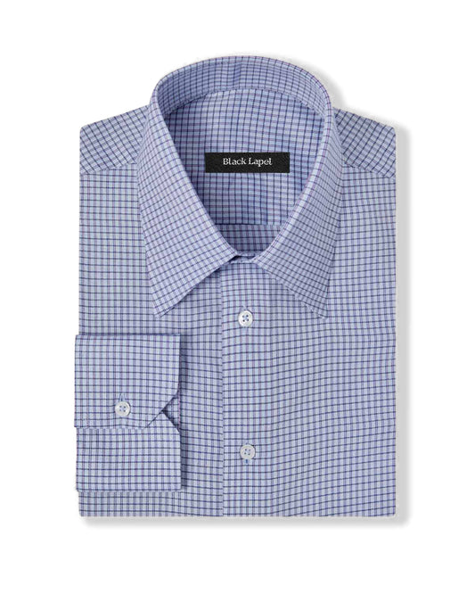 Natural Stretch Pink and Blue Graph Check Dress Shirt 1