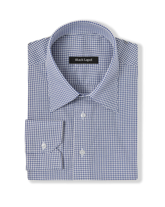 Natural Stretch Navy Graph Check Dress Shirt 1