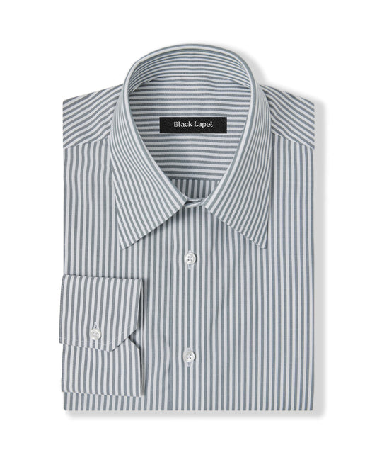 Easy-Care Grey Bar Stripe Dress Shirt 1