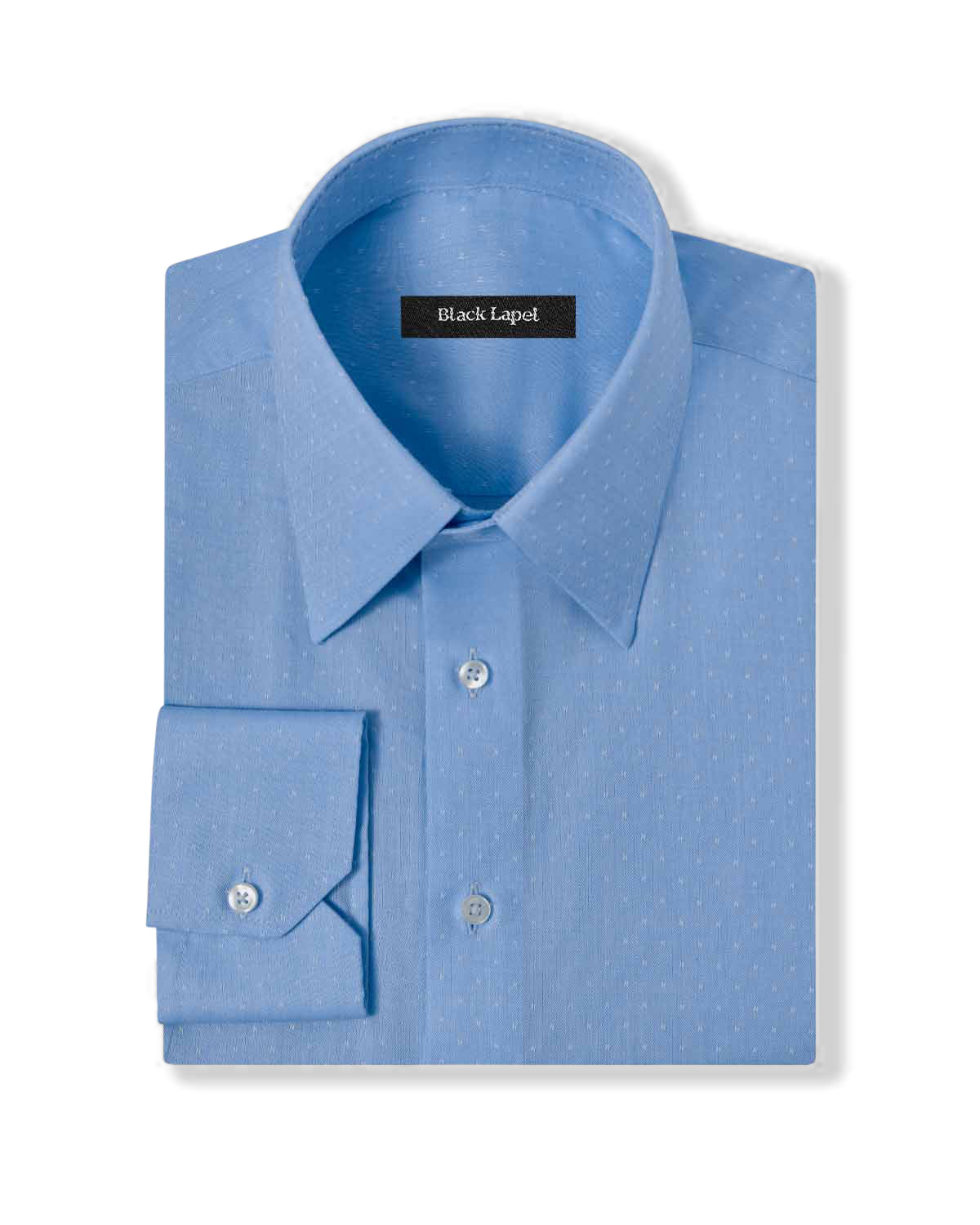 women's a line cocktail dress Natural Stretch Light Blue Ditsy Print Custom Dress Shirt – Black Lapel